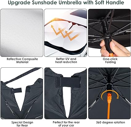 360 Rotation Car Windshield Sun Shade Umbrella 3